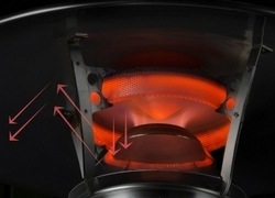 bottom reflector from a IR energy heater