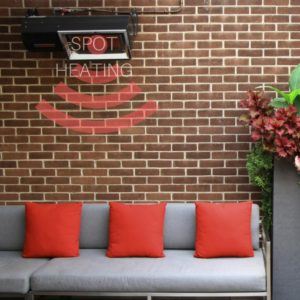 heater above couch on outside patio